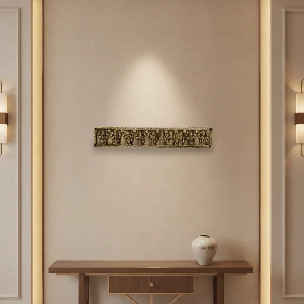 Brass Dashavatara Wall Hanging - Ten Avatars of Lord Vishnu Art   Brass Ware