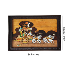 Traditional Wooden Inlay Artwork – Kurukshetra Chariot Scene