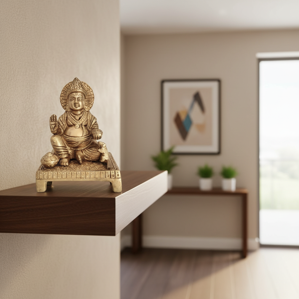 Handcrafted Brass Lord Kubera (Kuberudu) Idol The Celestial Bestower of Wealth and Abundance