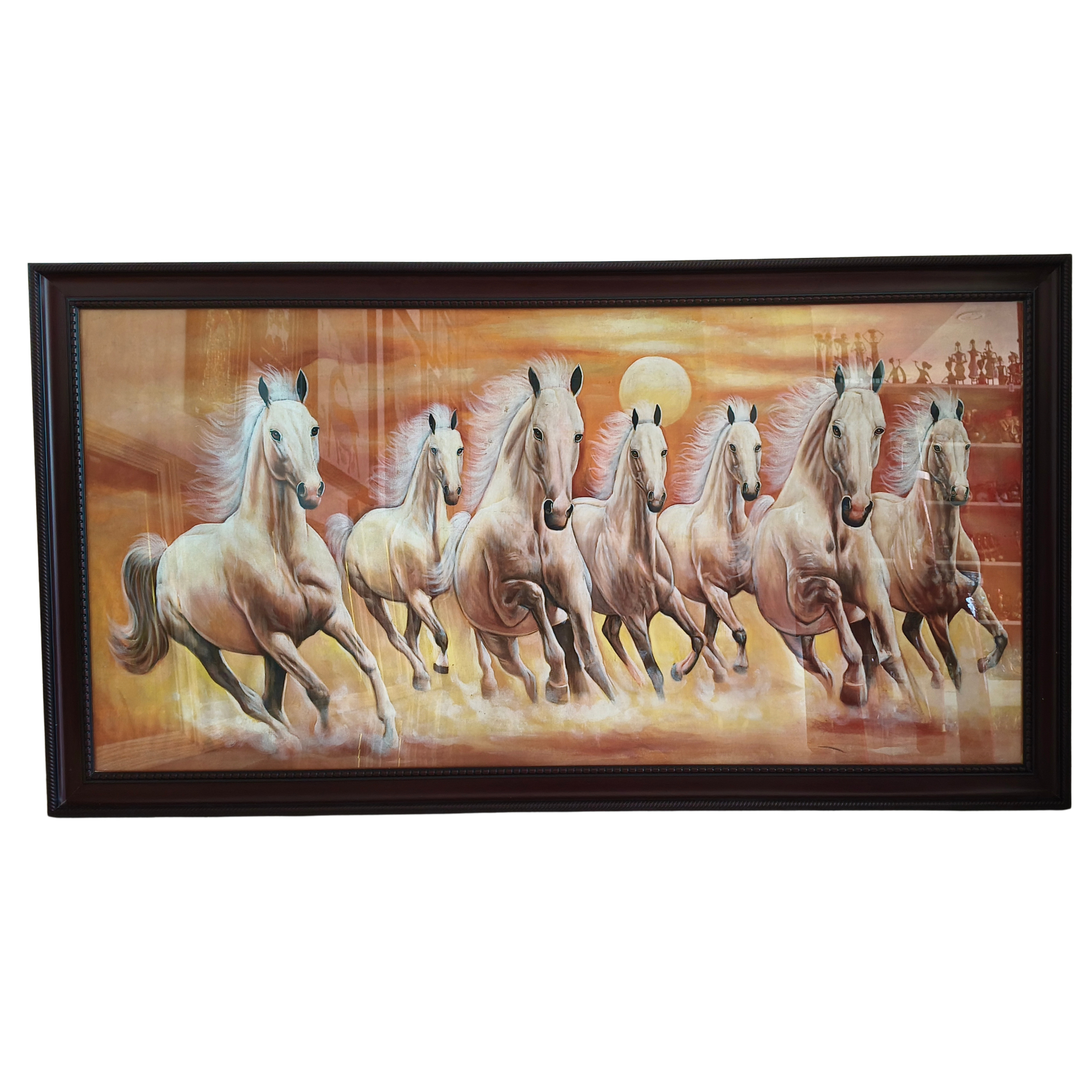 Seven Galloping Horses at Sunset Painting