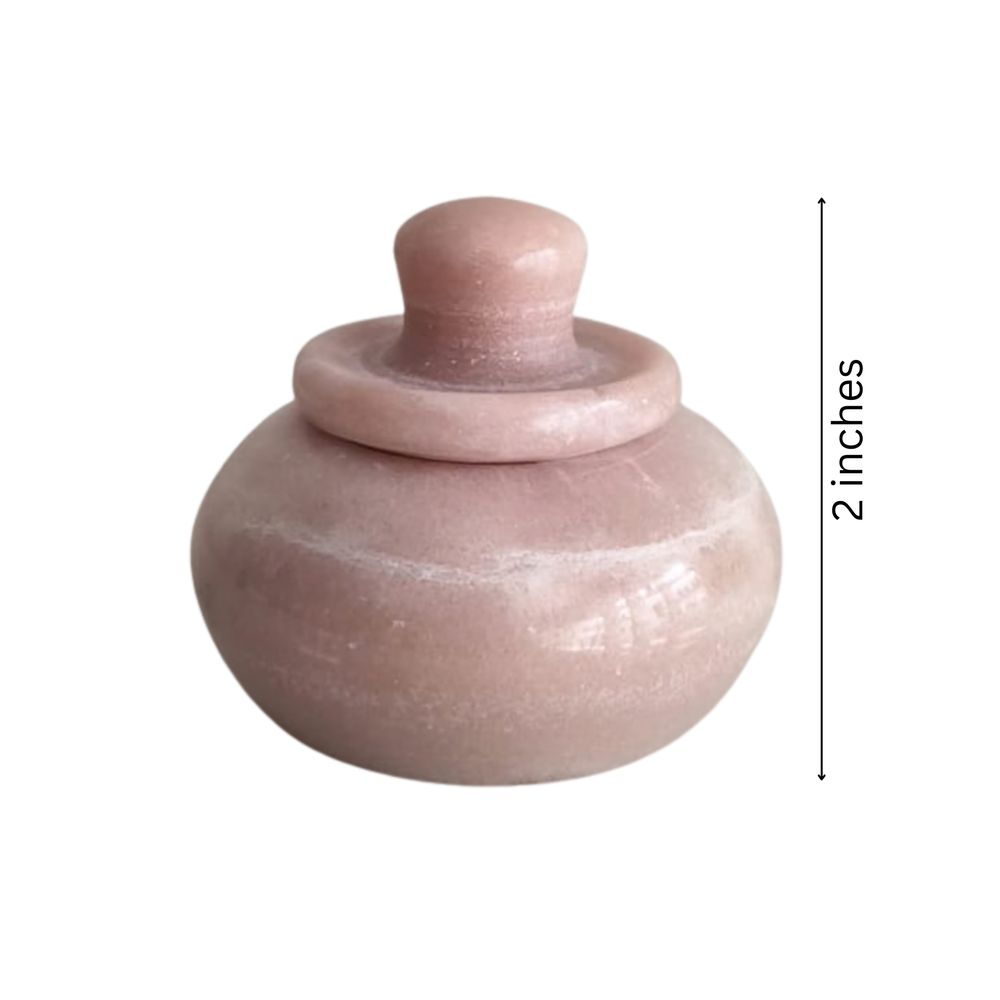 Handcrafted Marble Kumkum Box – Traditional Puja Accessory   Marble Soft Stone