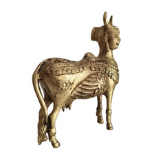 Divine Brass Kamadhenu with Calf – Sacred Vastu and Pooja Idol   Brass Ware