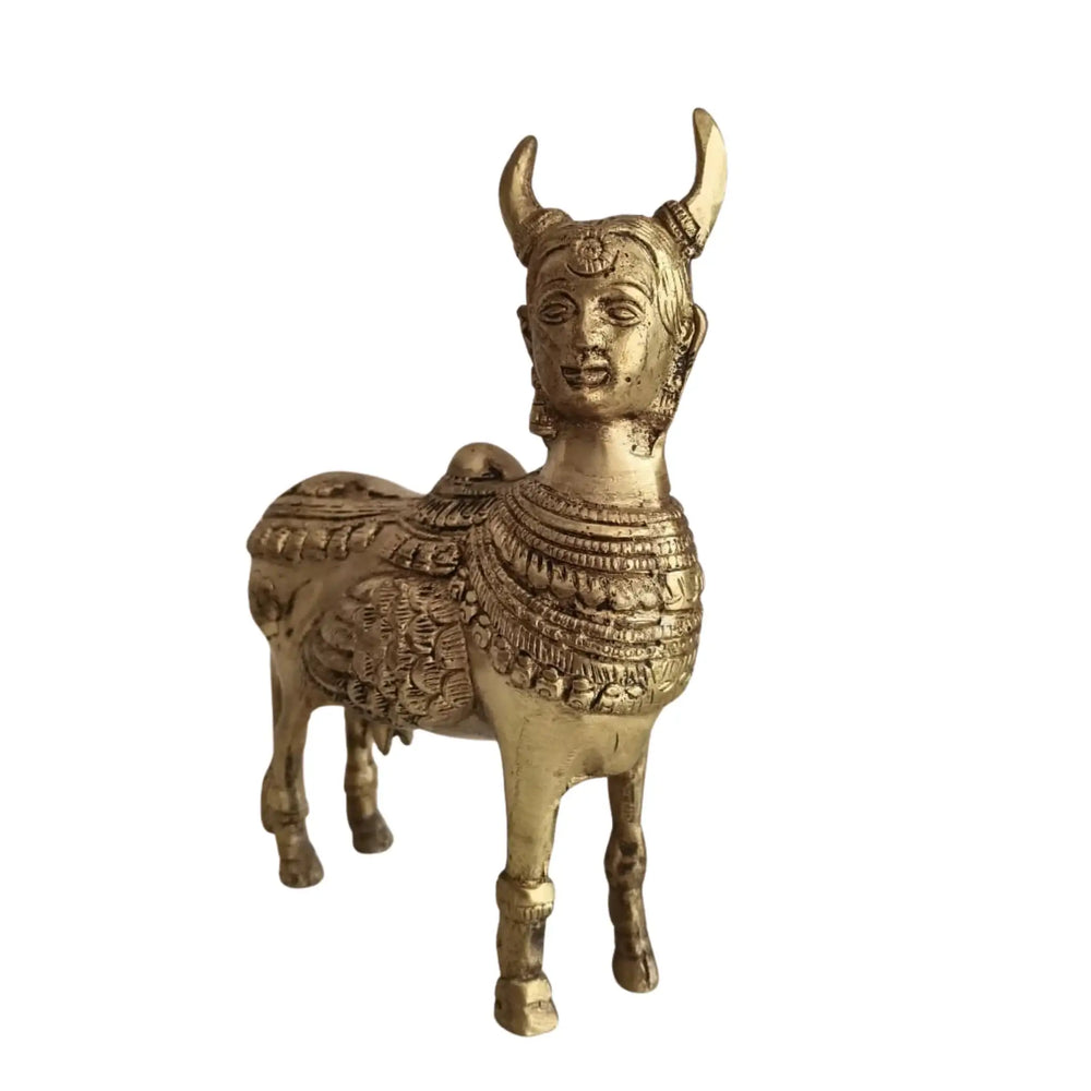 Divine Brass Kamadhenu with Calf – Sacred Vastu and Pooja Idol   Brass Ware