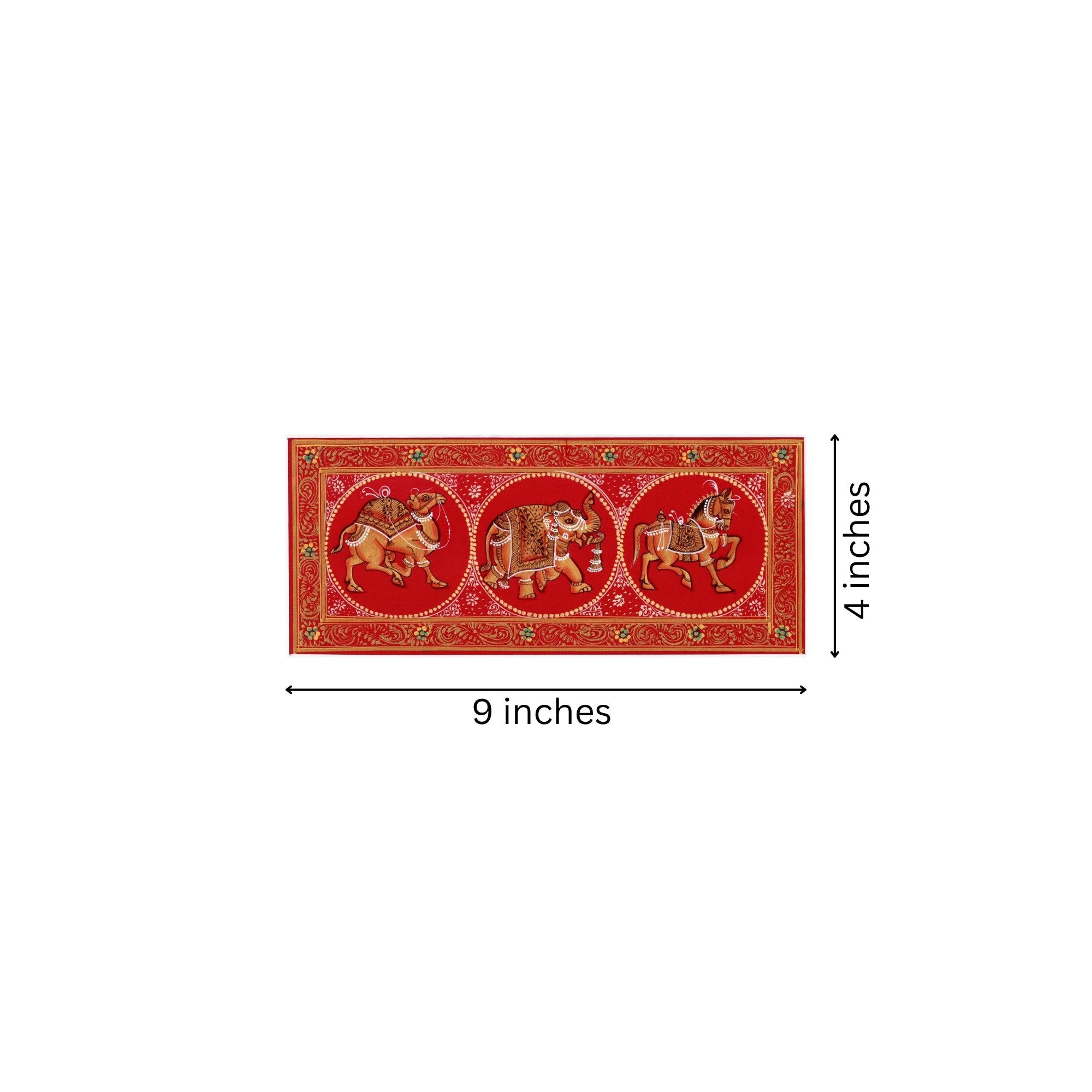 Crimson Procession of Divine Animals Miniature Painting