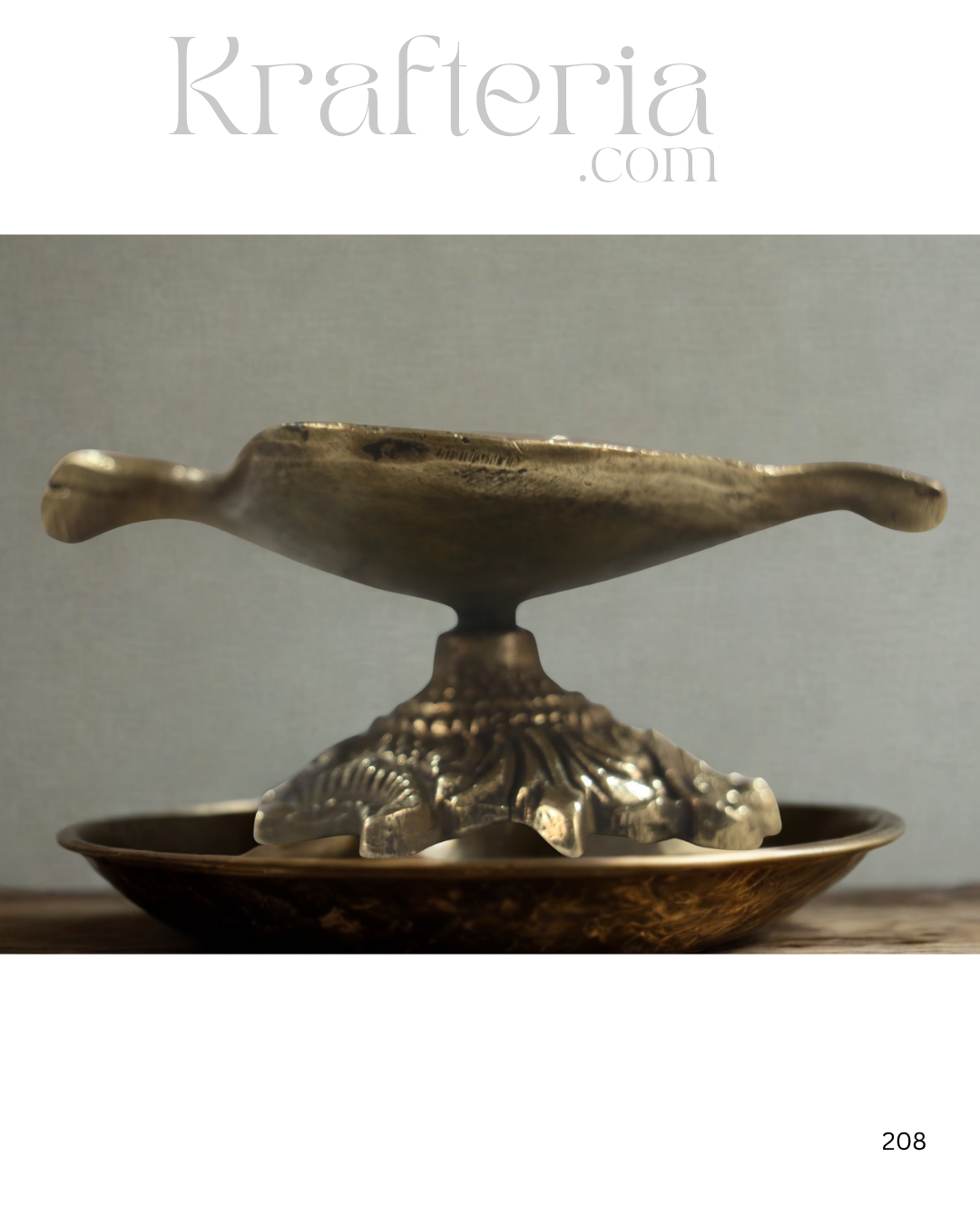 Brass Leaf Deepam (Diya) with Artistic Detailing