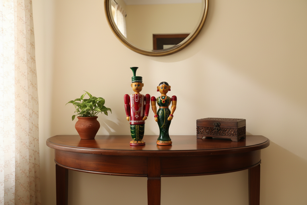 Etikoppaka Wooden Couple – South Indian Marriage Ceremony Folk Art   Etikoppaka Lacquerware