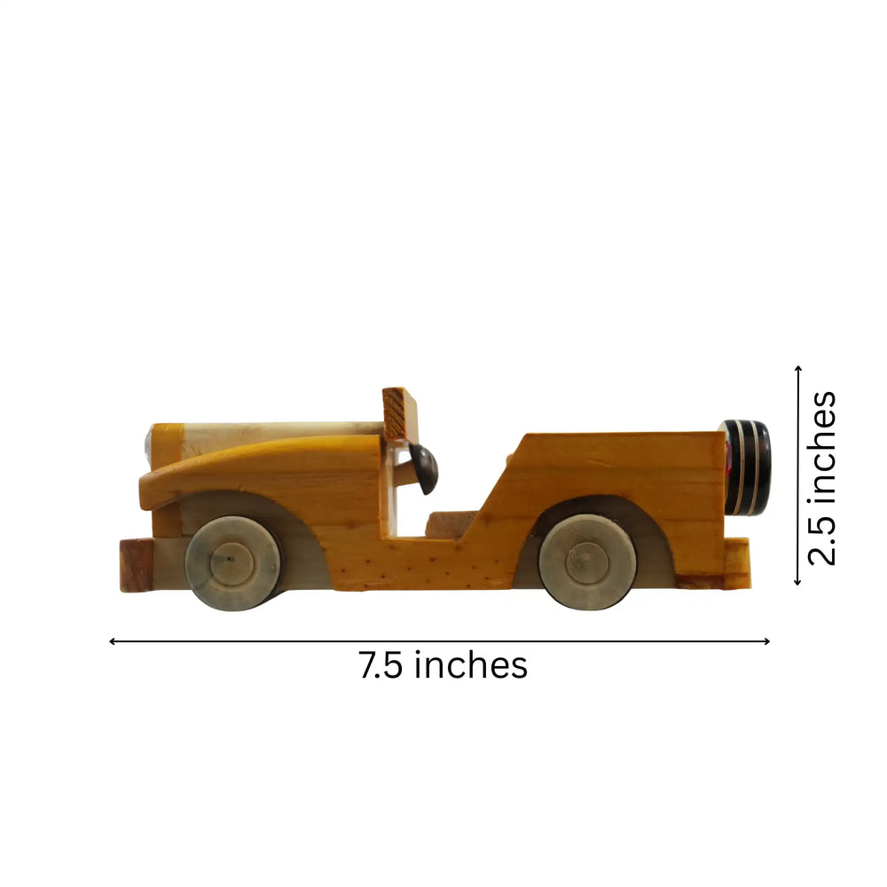 Artisan-made Channapatna wooden mud racing car toy