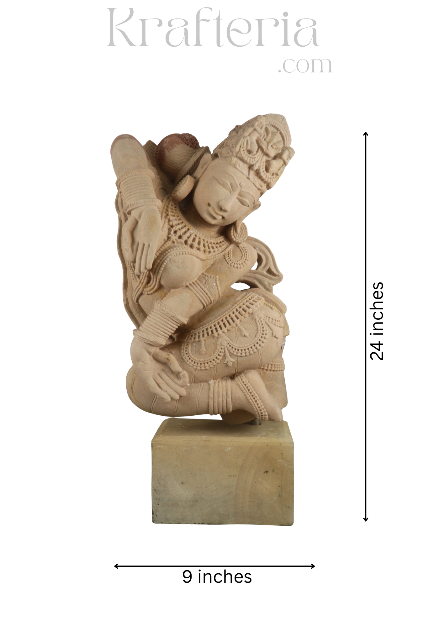 Sandstone Sculpture Of A Traditional Indian Dancer