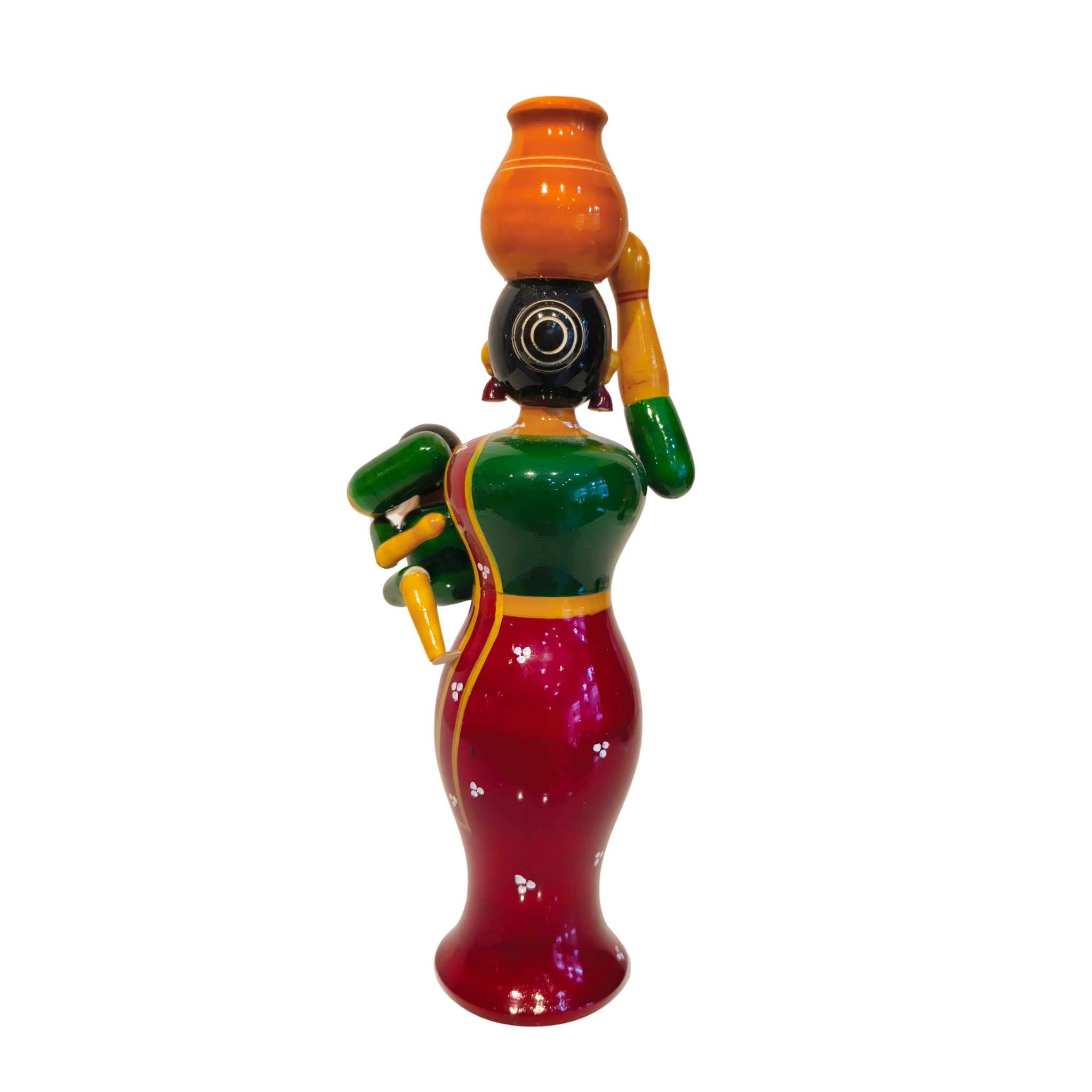 Etikoppaka Lacquered Wooden - Mother, Child, and Water Pot