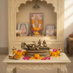 Brass Vishnu Ananta Shesha Statue – Lord Vishnu Resting with Goddess Lakshmi & Bhudevi   Brass Ware