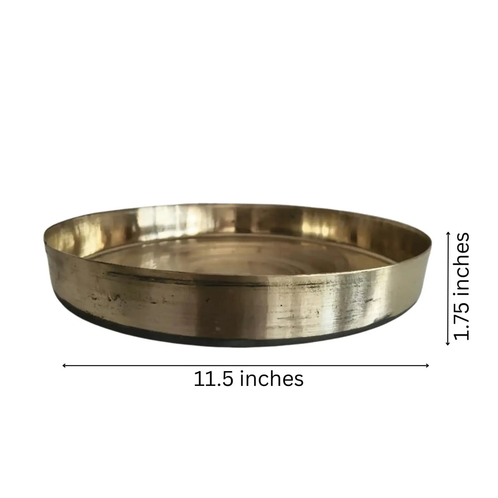 Decorative brass serving plate for festive occasions