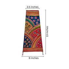 Hand-Painted Indian Leather Puppetry Lamp with Intricate Paisley and Floral Designs