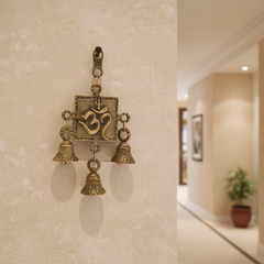Auspicious Handcrafted Brass Om Symbol Hanging with Melodious Bells