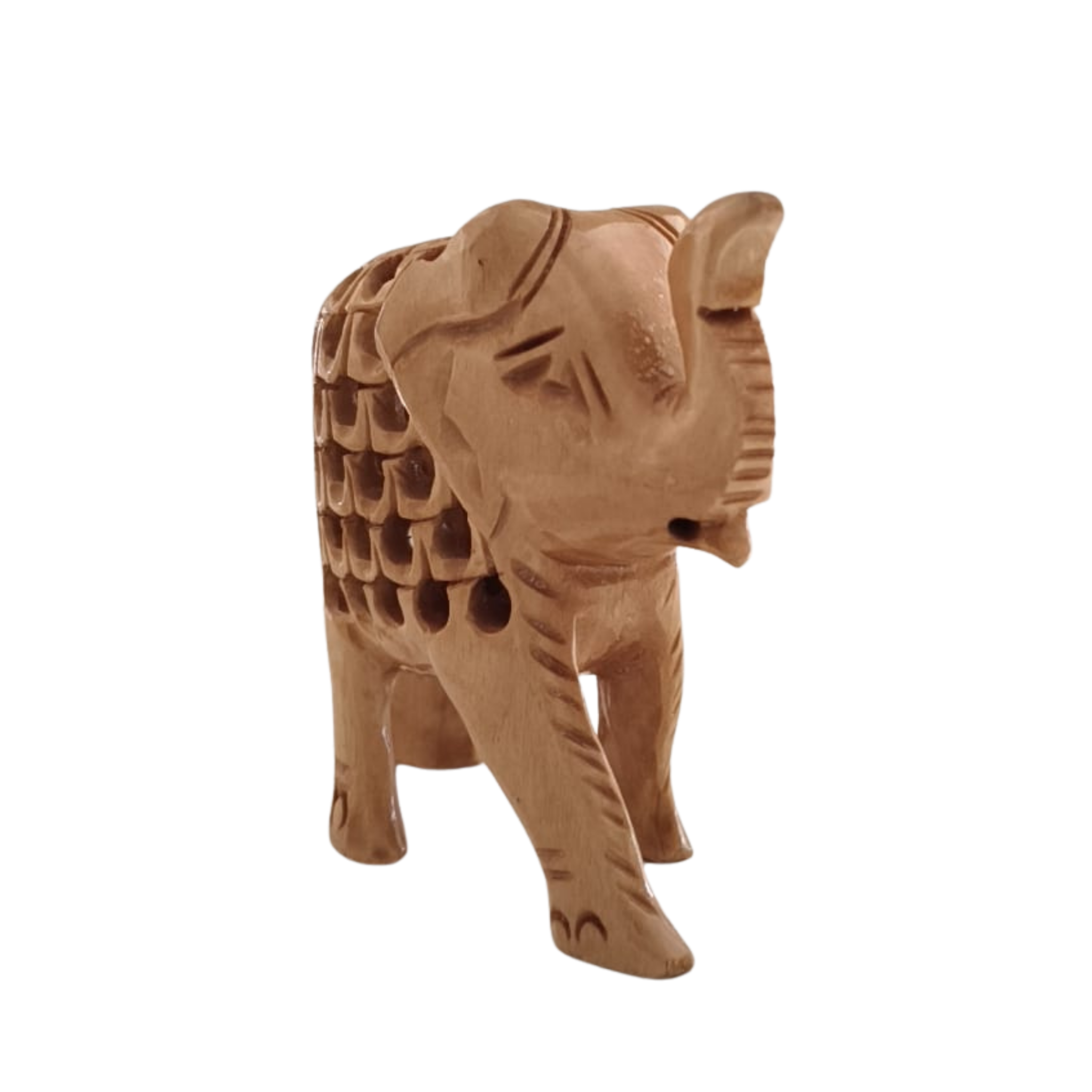 Wooden Elephant with Jali Work | Handmade Indian Craft Sculpture