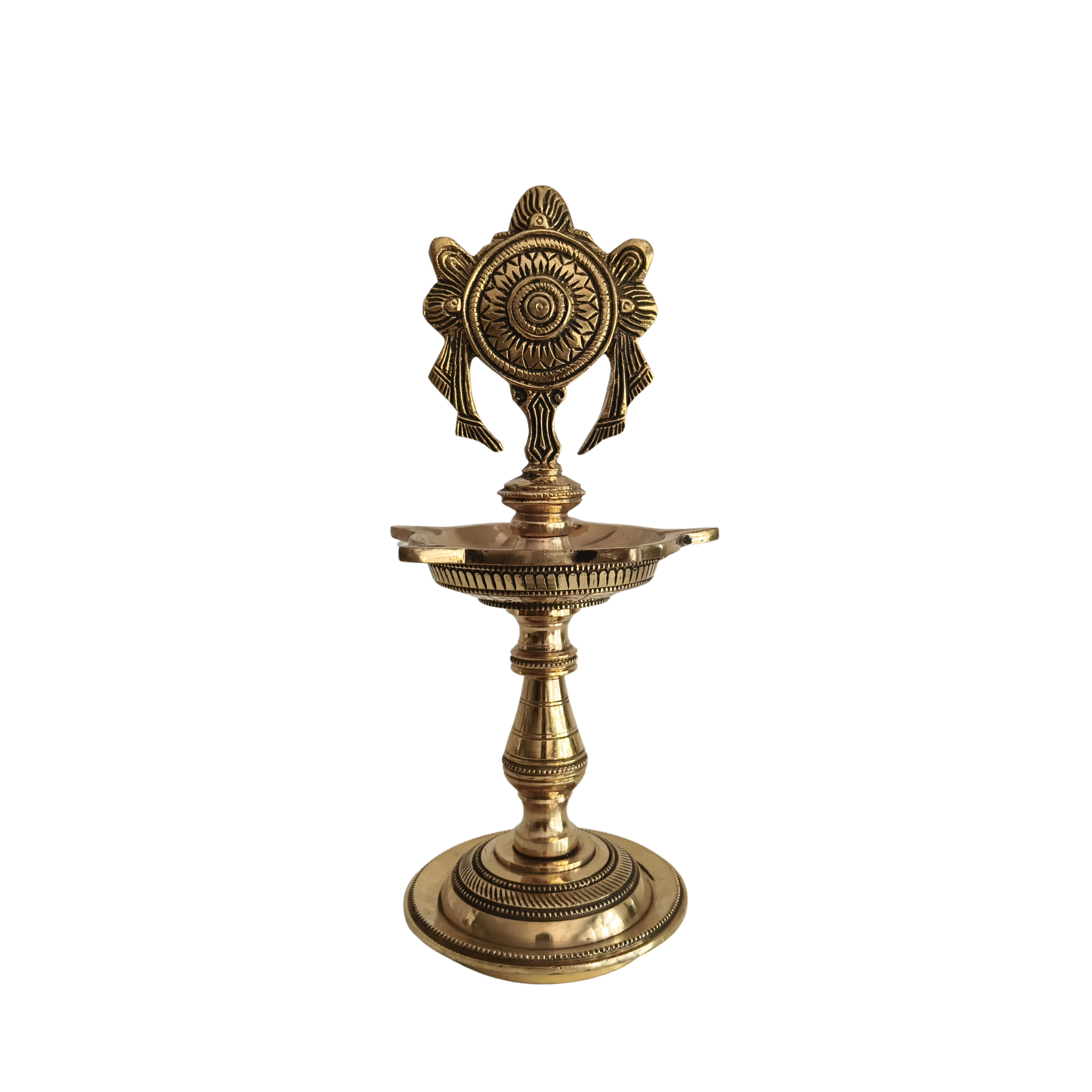 Brass Decorative Diya Stand - Traditional Puja Oil Lamp