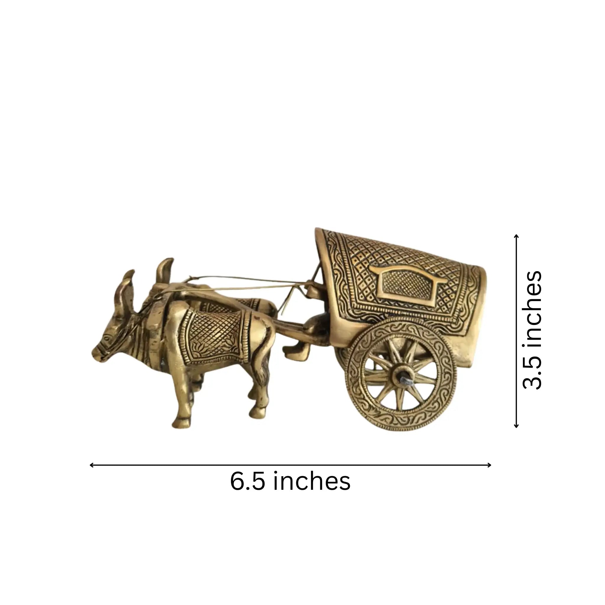 Brass Bullock Cart Figurine with Covered Canopy | Traditional Home Decor Showpiece   Brass Ware