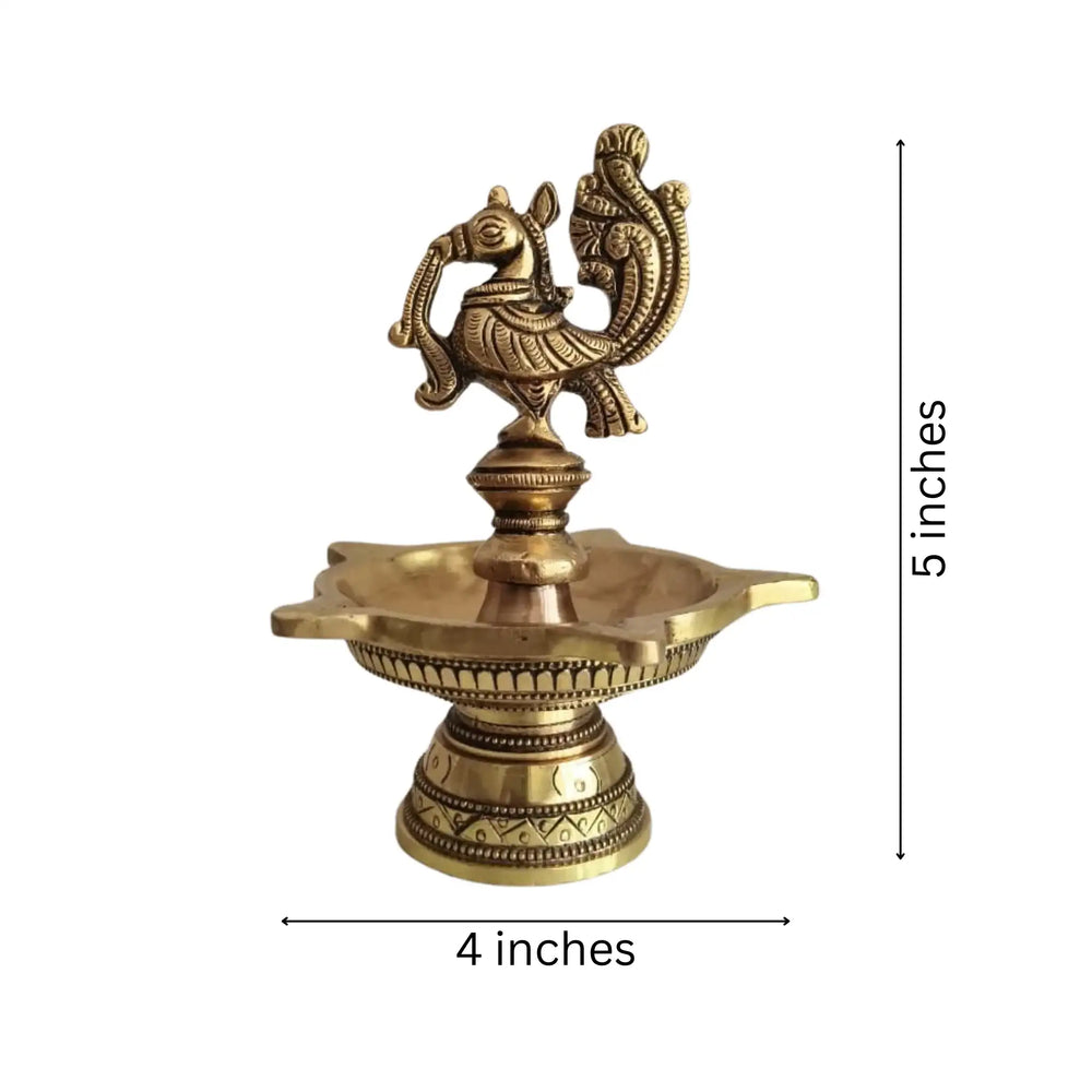Brass Peacock Aishwarya Diya - Star-Shaped Traditional Oil Lamp   Brass Ware