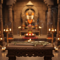 Brass Harathi with Deepam Holder – Traditional Aarti & Pooja Oil Lamp   Brass Ware
