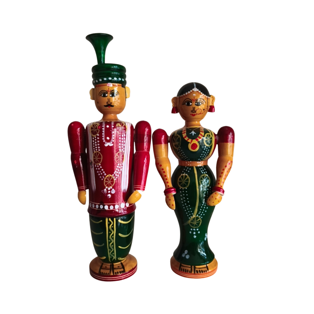 Etikoppaka Wooden Couple – South Indian Marriage Ceremony Folk Art   Etikoppaka Lacquerware