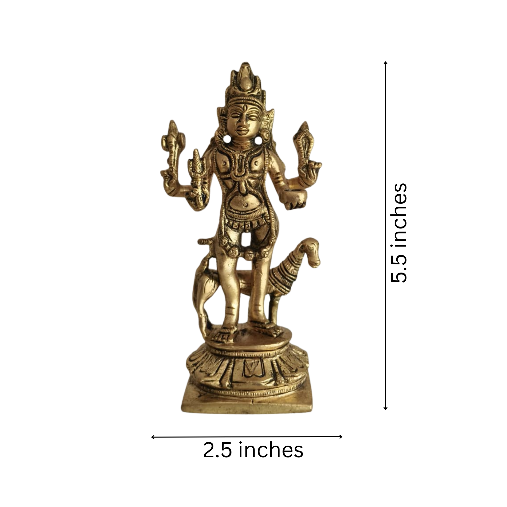 Powerful Brass Kala Bhairava Idol with Dog - Protector Deity Sculpture