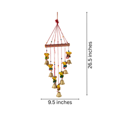 Hand-Painted Lord Ganesha and Golden Bell Wind Chime