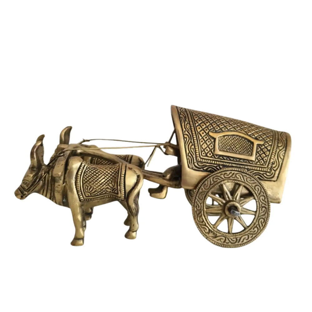 Brass Bullock Cart Figurine with Covered Canopy | Traditional Home Decor Showpiece   Brass Ware