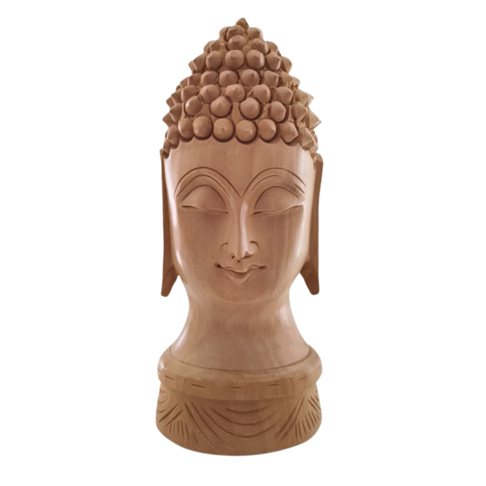 Buddha Wooden Head Statue | Hand-Carved Spiritual Decor