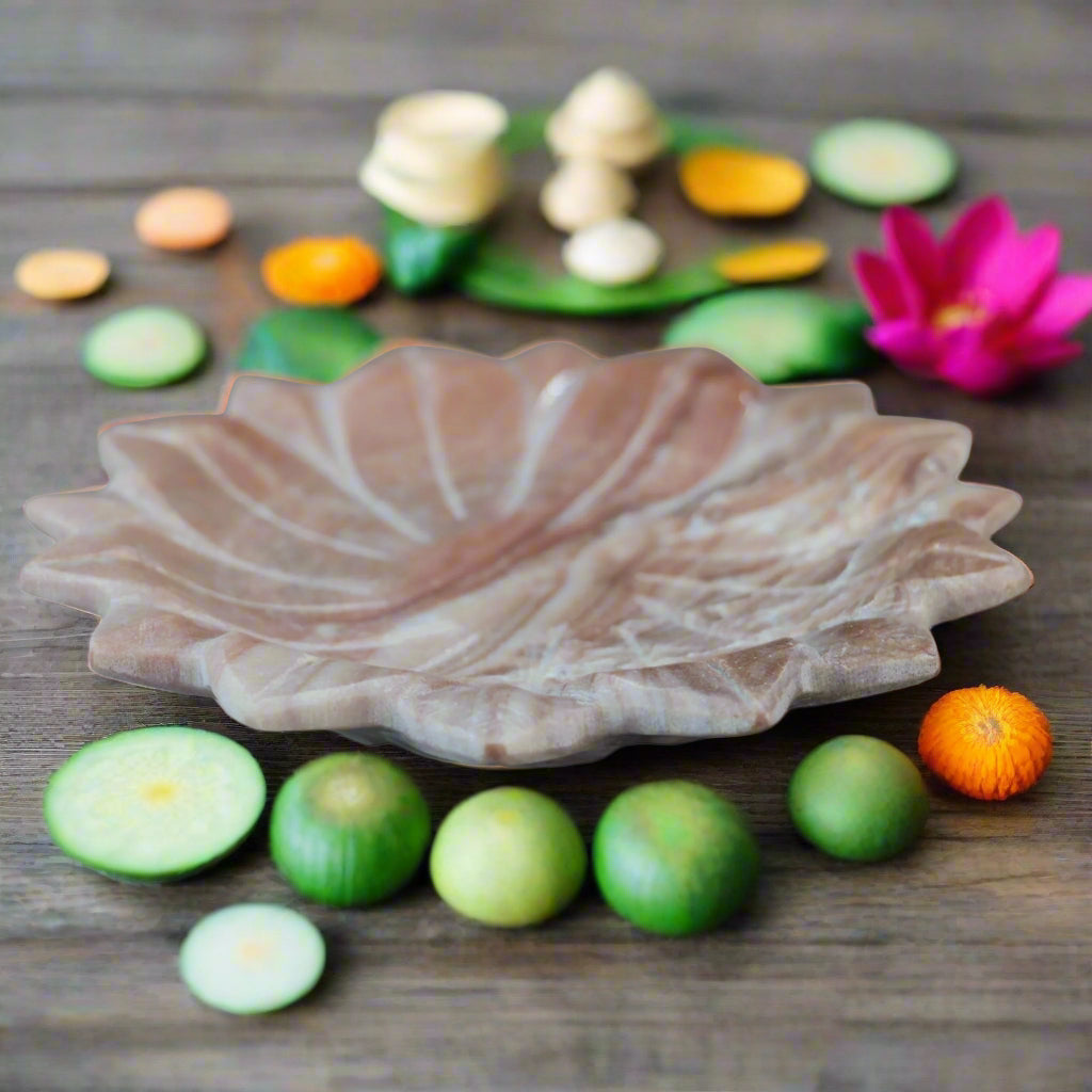 Handcrafted Marble Lotus Urli – Decorative Floral Bowl
