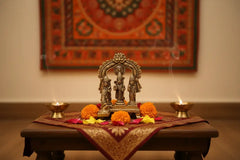 Brass Ram Darbar Idol with Hanuman for Pooja & Home Decor   Brass Ware