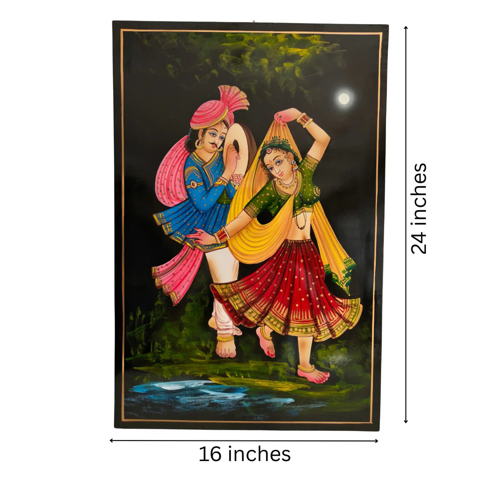 Authentic Nirmal painting depicting folk dance