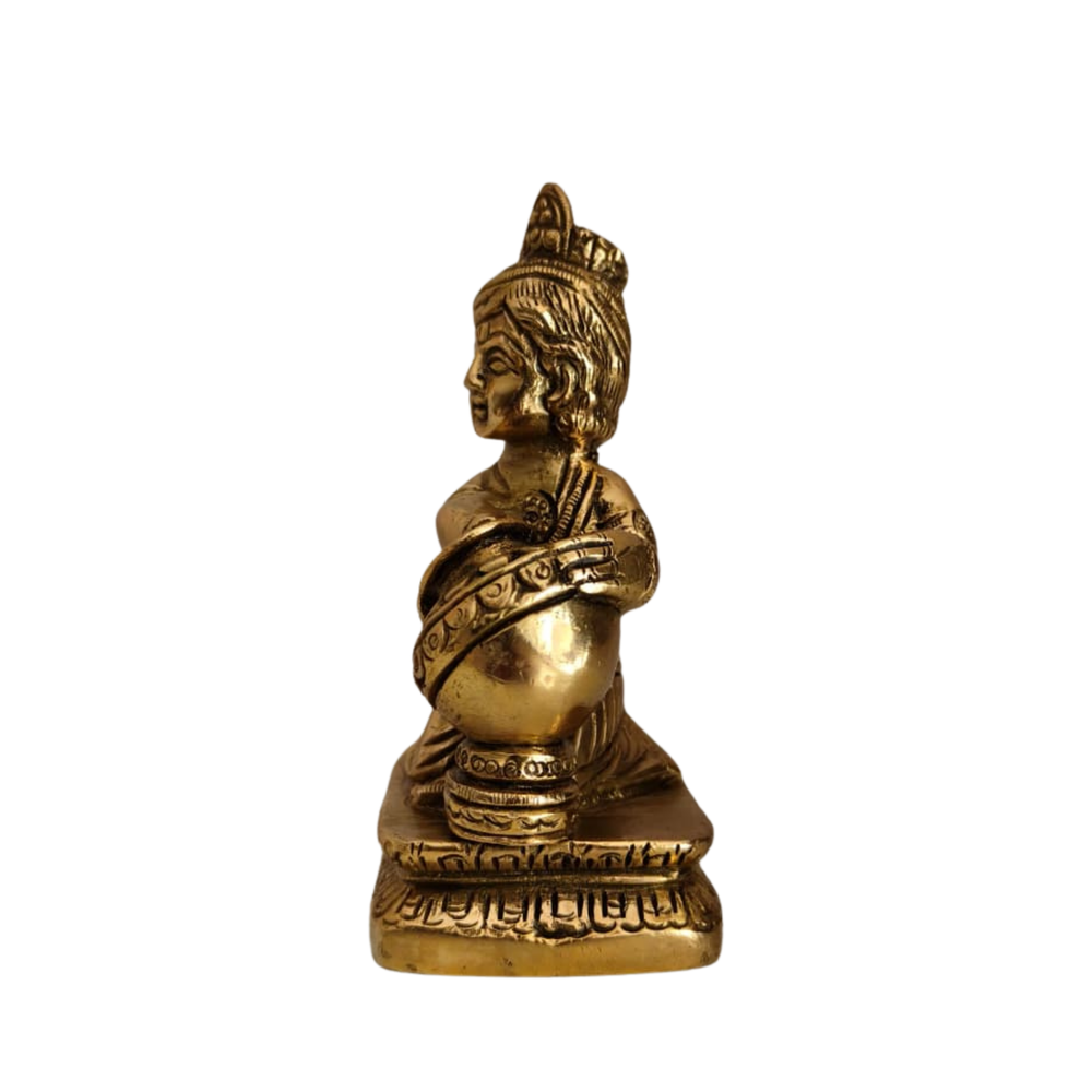 Brass Butter Krishna Idol (Makhan Chor) for Home & Pooja Decor   Brass Artwork