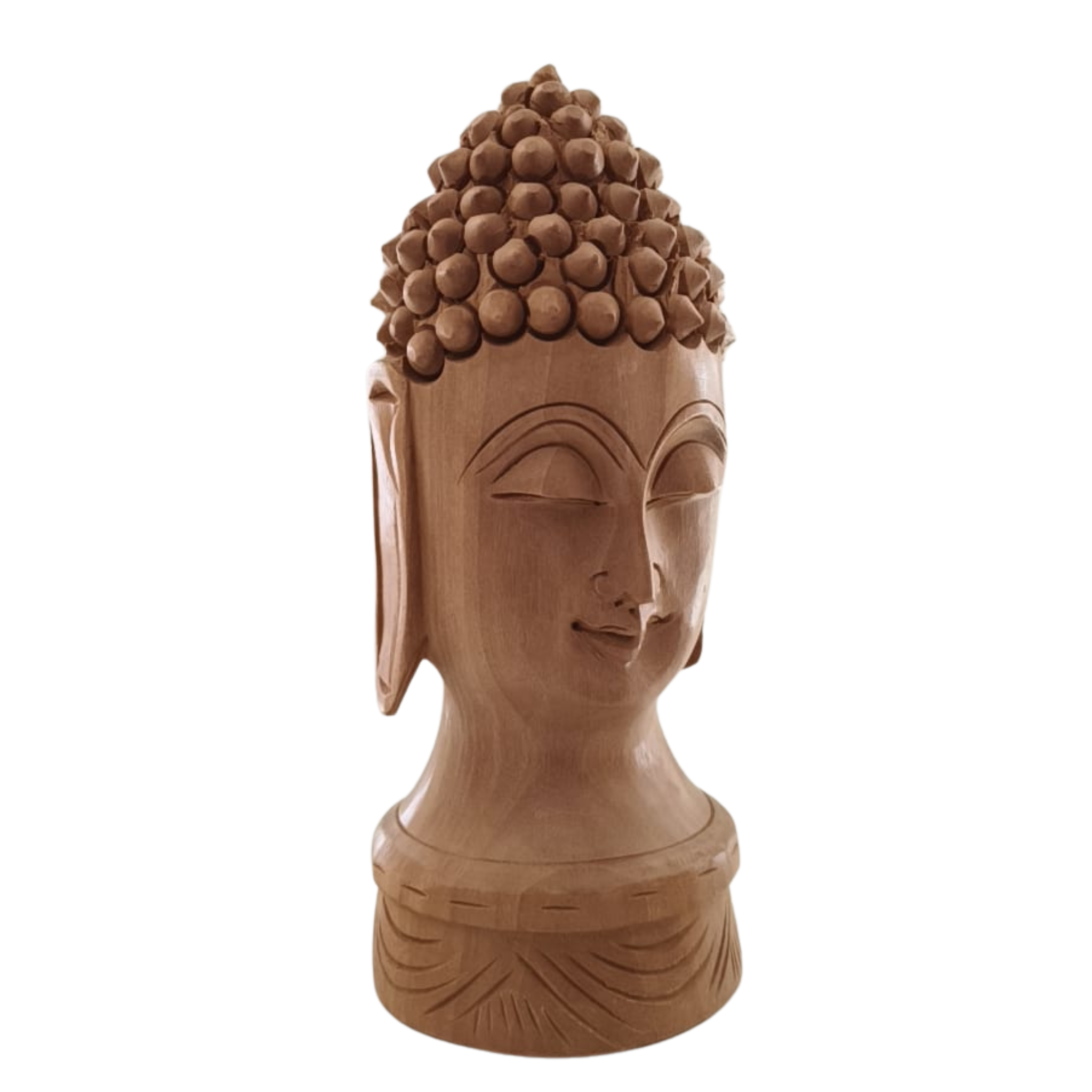 Buddha Wooden Head Statue | Hand-Carved Spiritual Decor