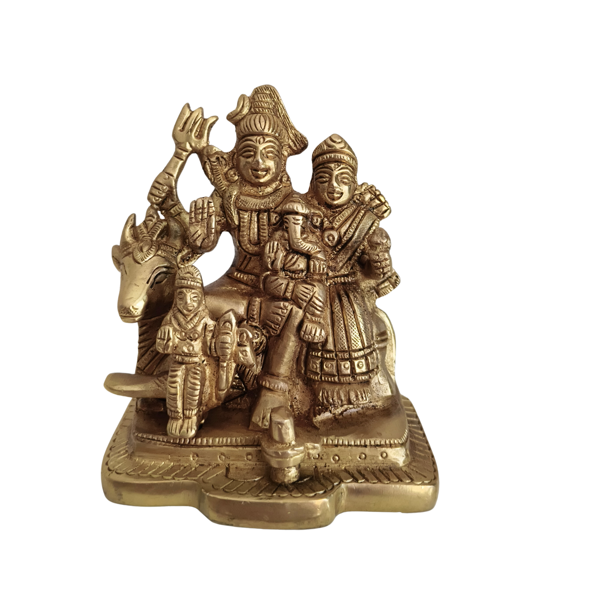 Brass Shiva Parivar on Nandi – Divine Family Idol for Conjugal Harmony and Auspiciousness