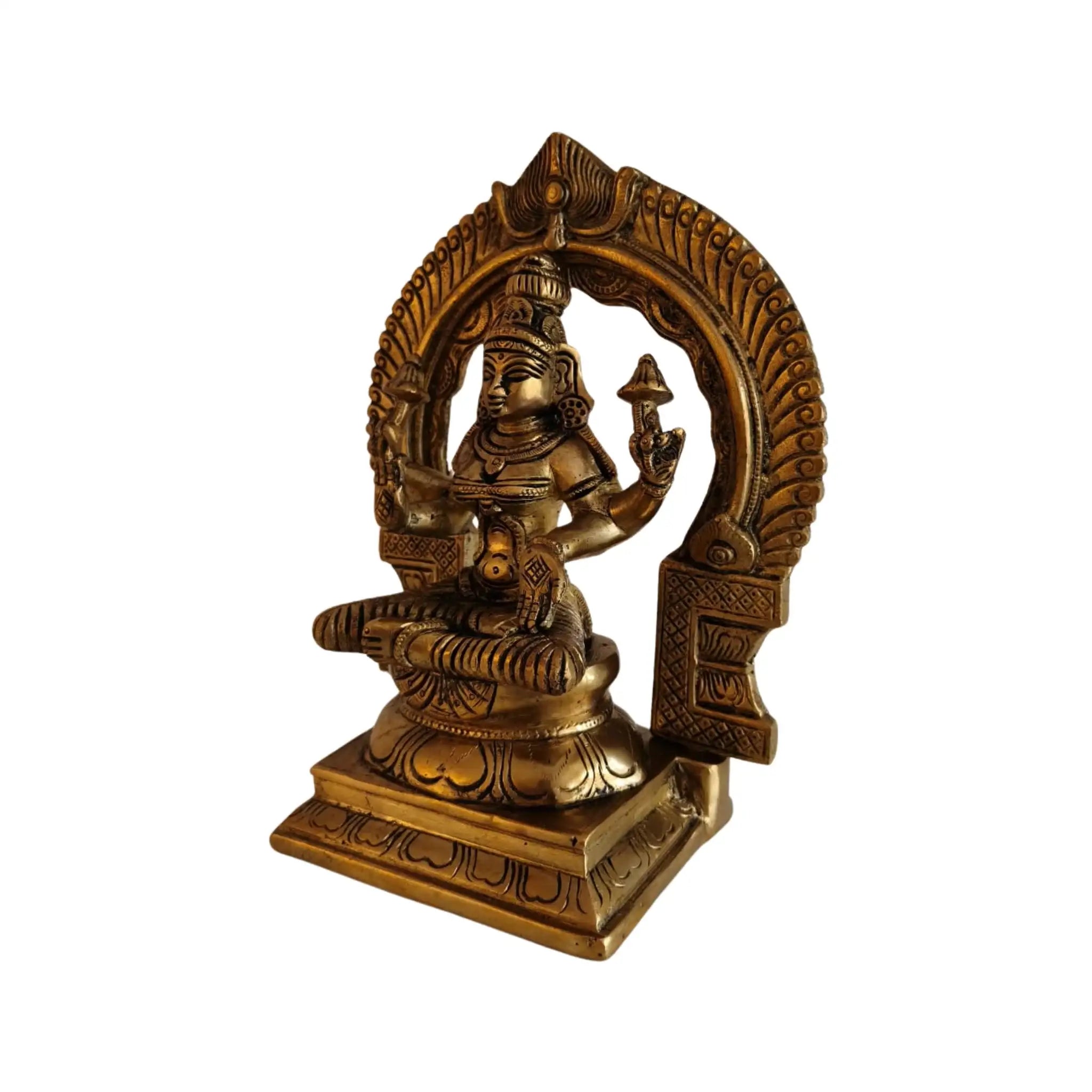 Majestic Brass Lakshmi Devi Idol - Seated Goddess Sculpture   Brass Ware