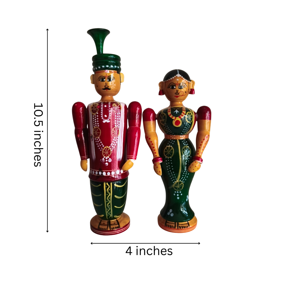 Etikoppaka Wooden Couple – South Indian Marriage Ceremony Folk Art   Etikoppaka Lacquerware