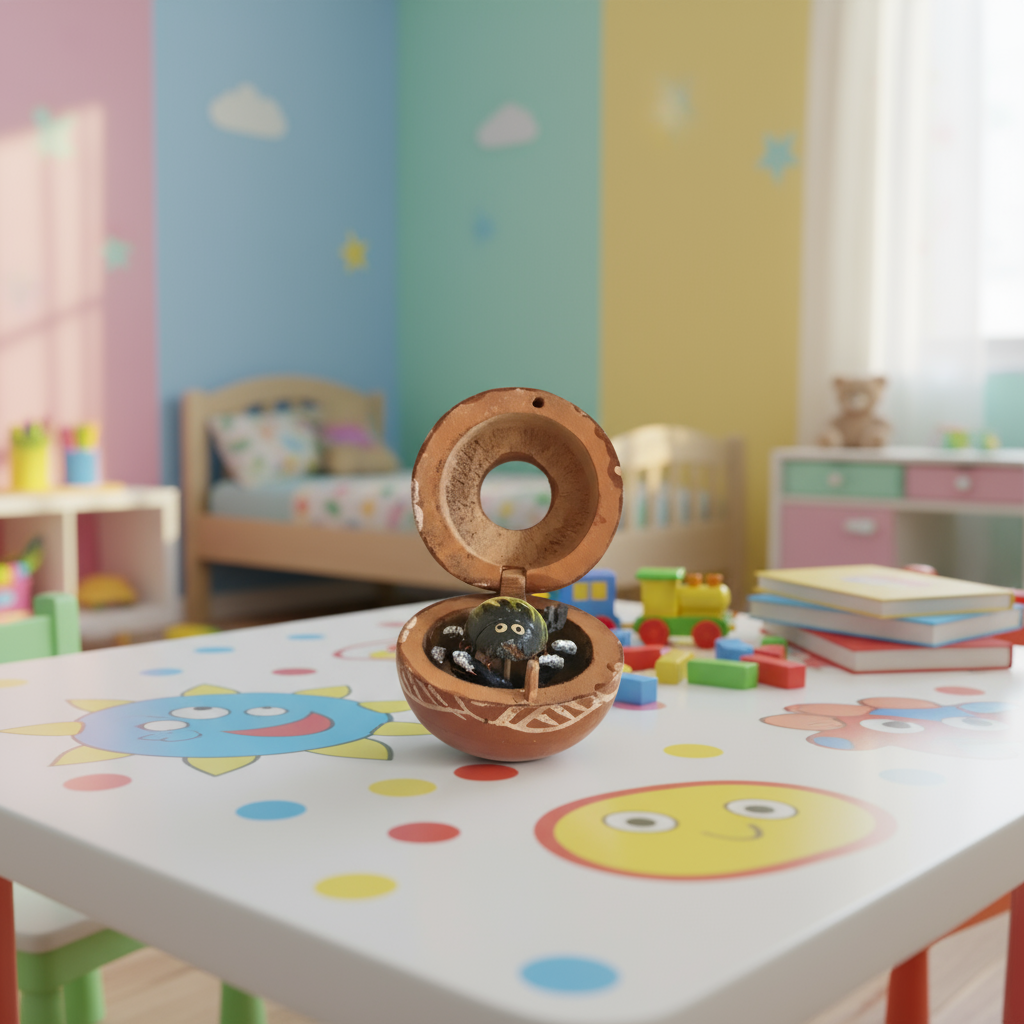 Handcrafted Wooden 'Surprise Spider' Box - Traditional Indian Trick Toy