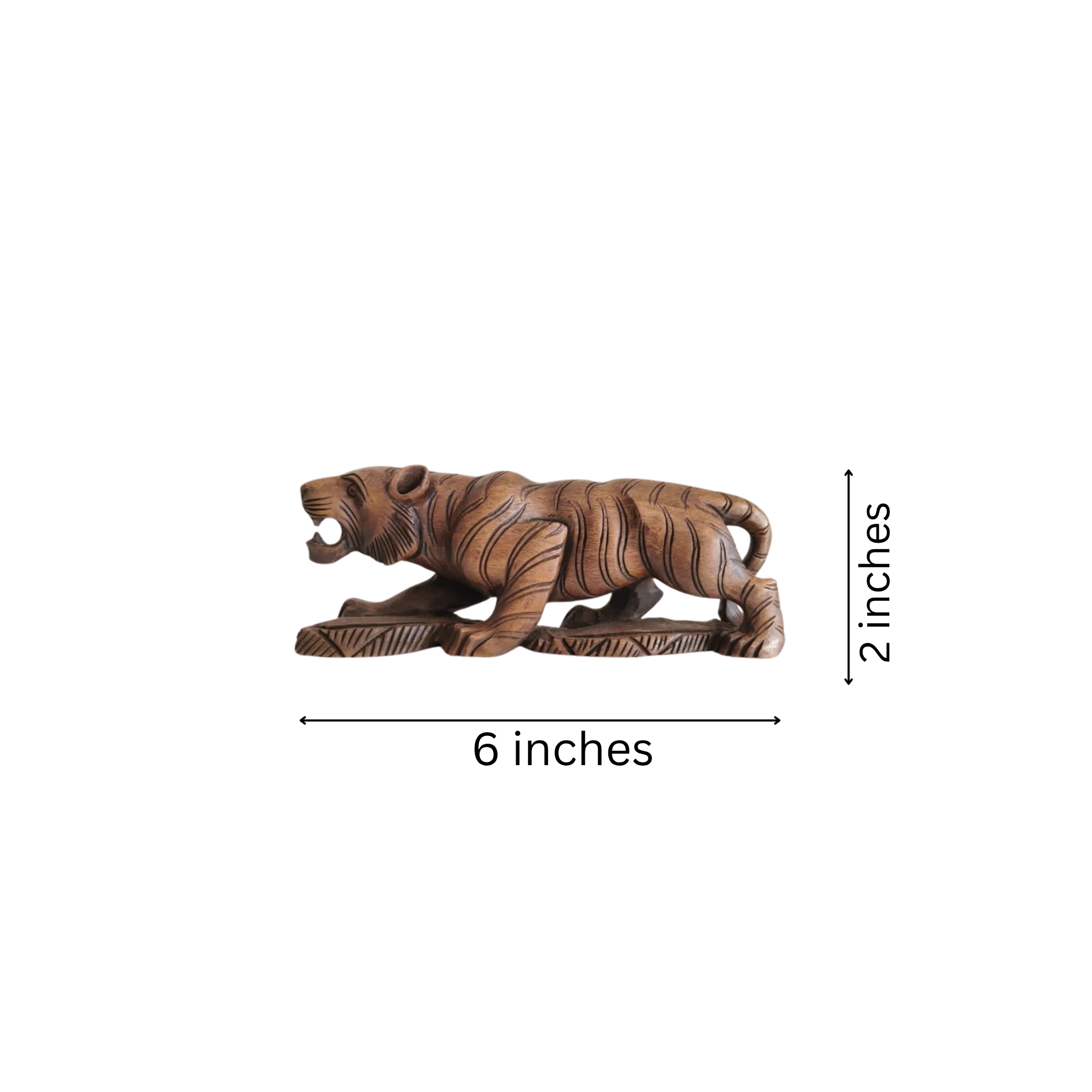 Hand-Carved Wooden Tiger Figurine