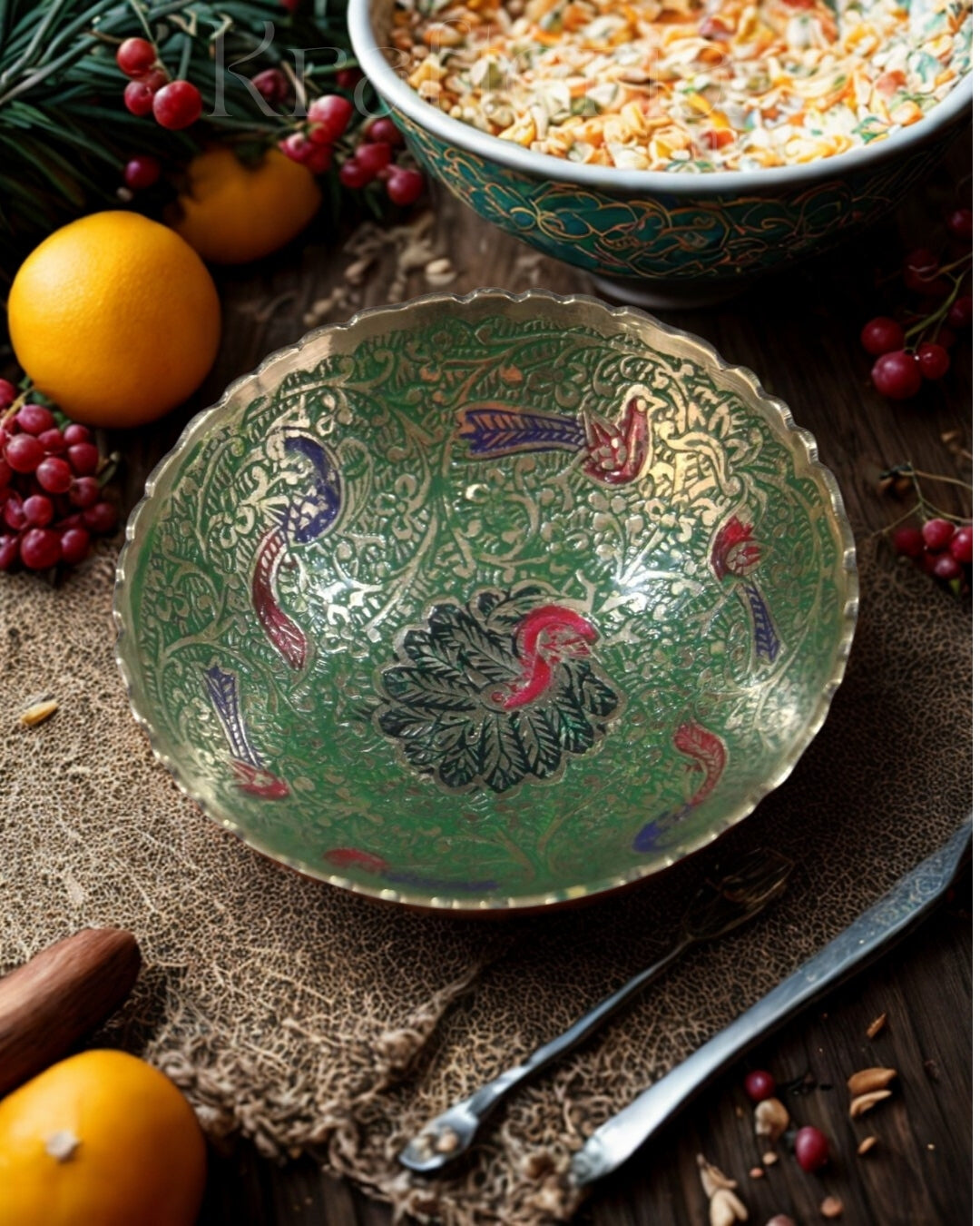 Peacock Glory - Centerpiece Brass Fruit Bowl