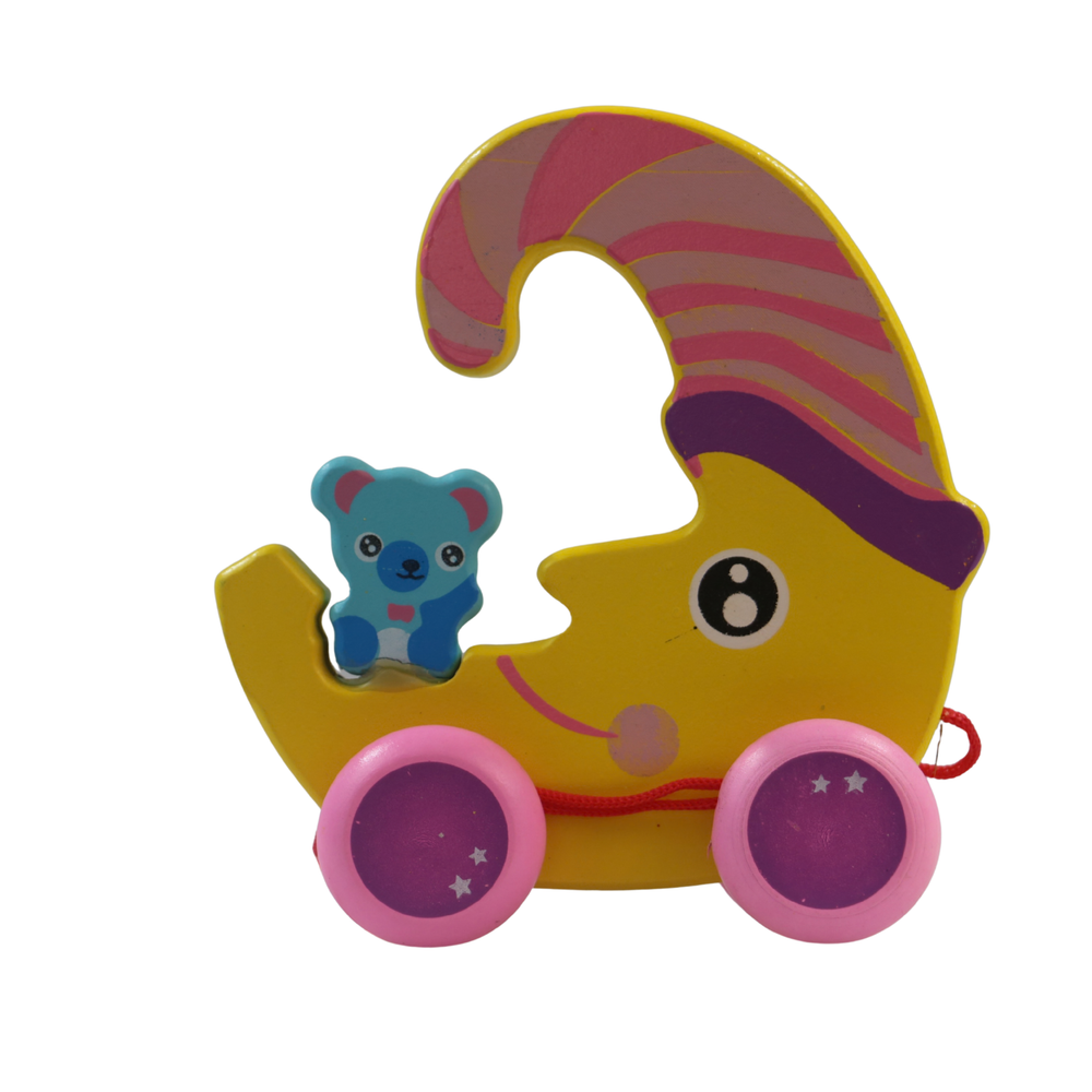 Handcrafted Channapatna multicolour pull along wooden toy