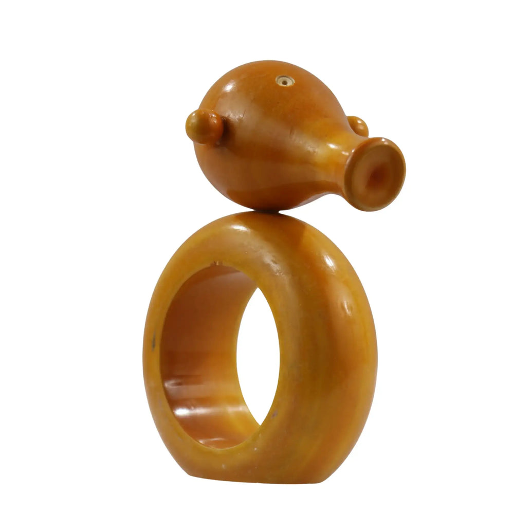 Artisan-made animal napkin roller in non-toxic colours