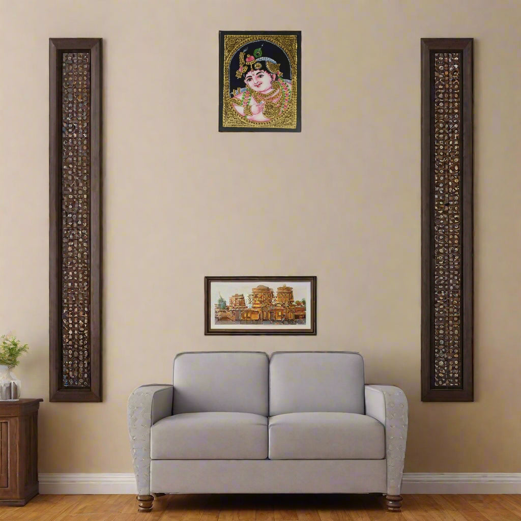 Little Krishna’s Divine Childhood – Thanjavur Painting