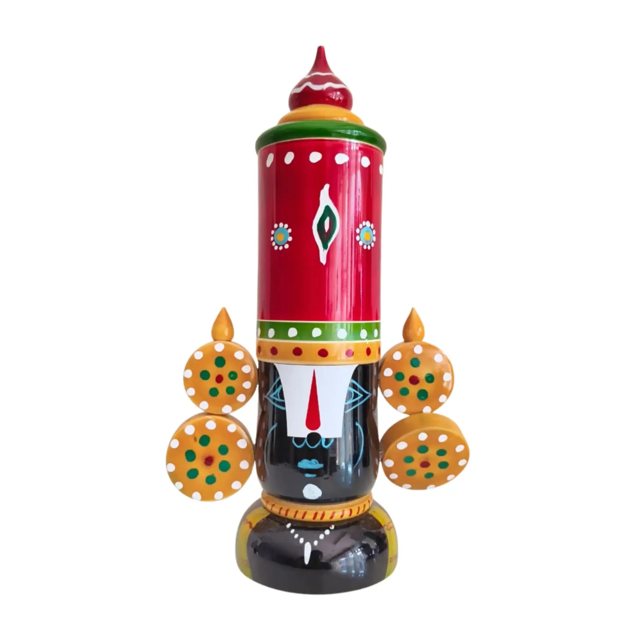 Hand-Painted Wooden Tirupati Balaji Idol - Traditional Decor   Etikoppaka Lacquerware