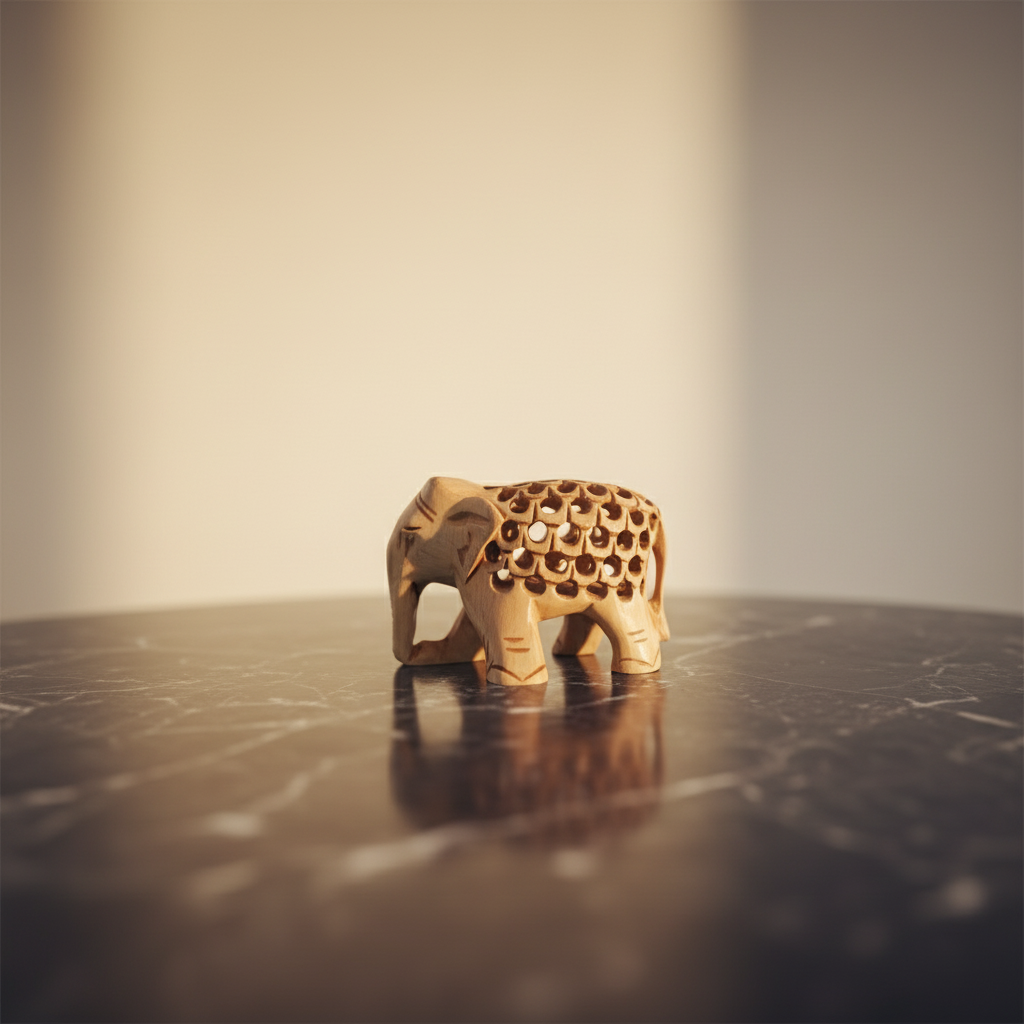 Wooden Elephant with Jali Work | Handmade Indian Craft Sculpture