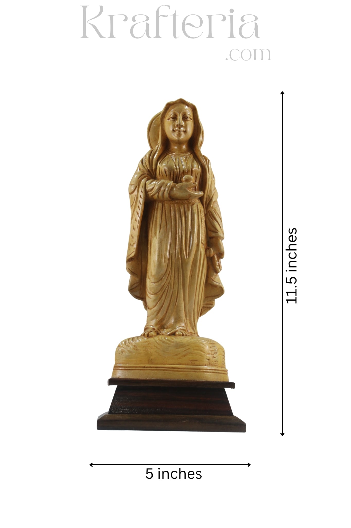 Handcrafted Shivani Wood Mother Mary – Spiritual Wooden Art