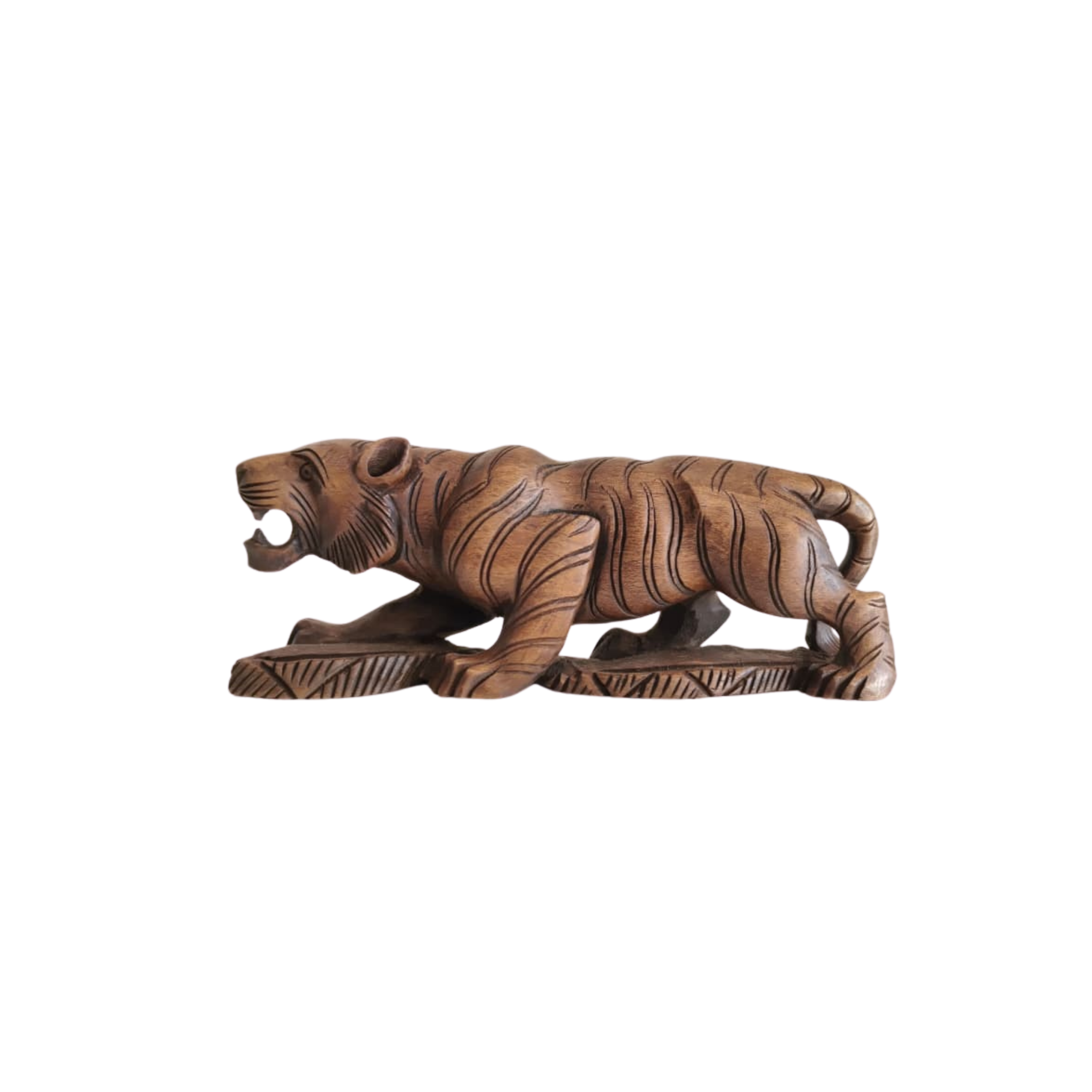 Hand-Carved Wooden Tiger Figurine