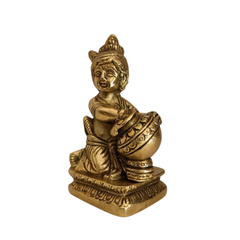 Brass Butter Krishna Idol (Makhan Chor) for Home & Pooja Decor   Brass Artwork