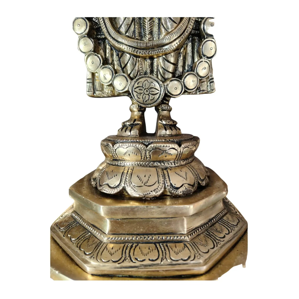 Antique Brass Lord Venkateswara Idol – Tirupati Balaji Statue with Arch for Home Temple   Brass Ware