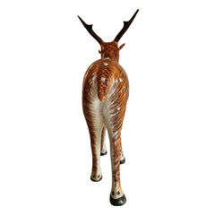 Hand-painted Nirmal lacquered standing deer wooden decor