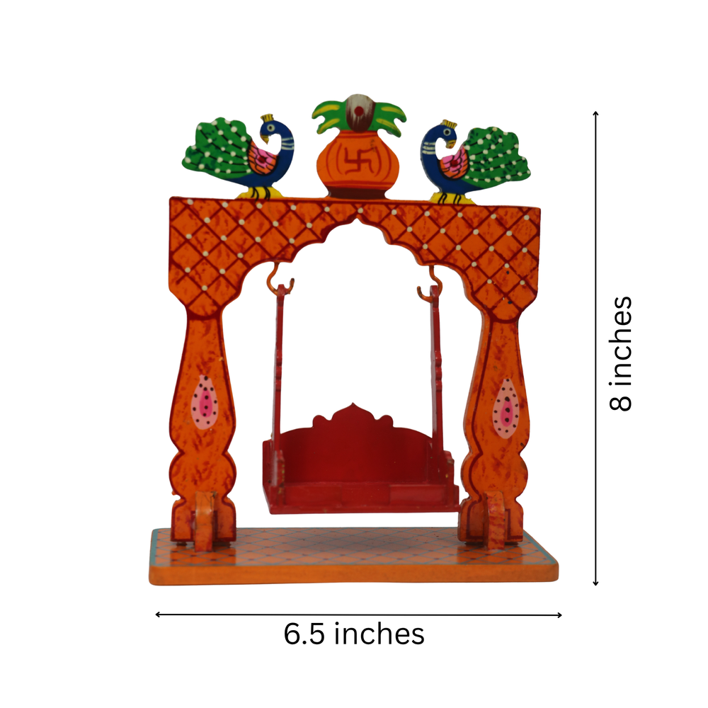 Wooden Jhula – Ethnic Swing Decor for Krishna or Dolls   Wooden Lacquerware