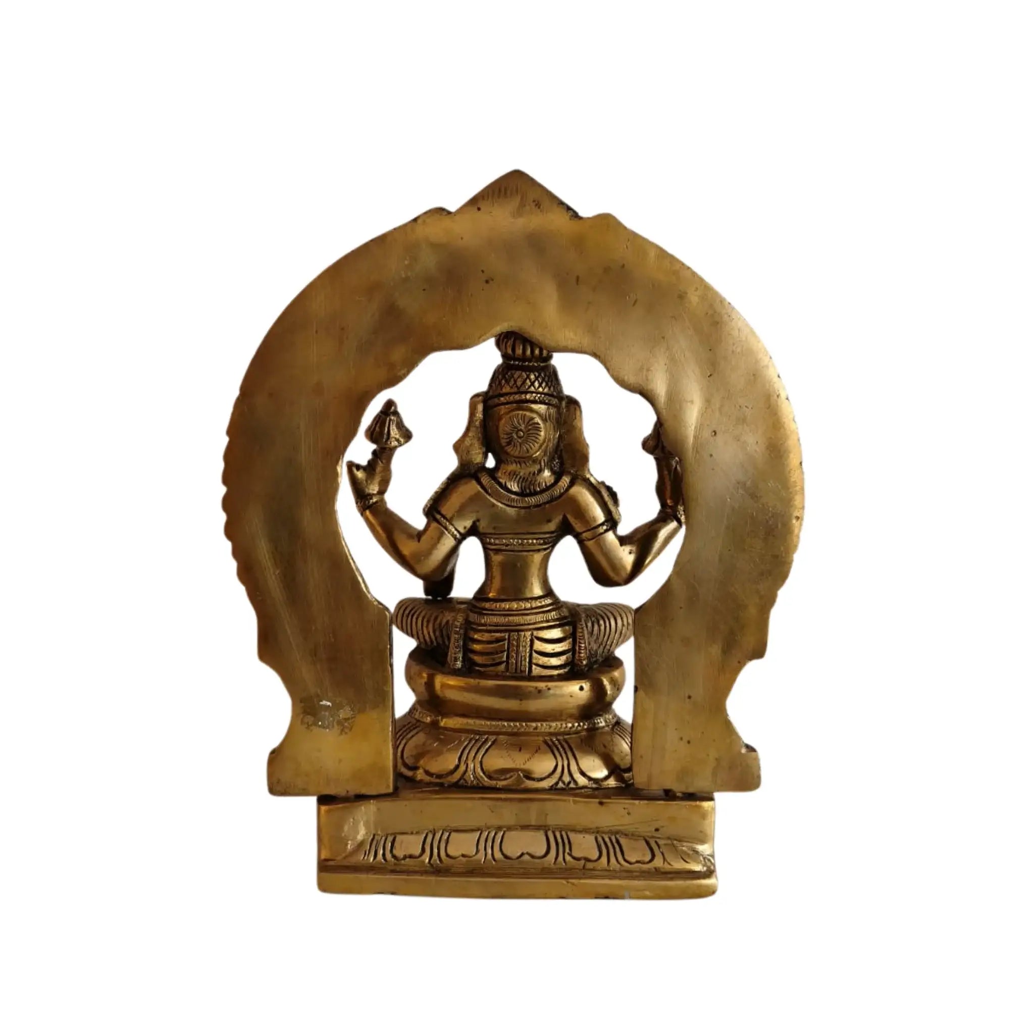 Majestic Brass Lakshmi Devi Idol - Seated Goddess Sculpture   Brass Ware